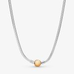 گردنبند نقره با گوی طلایی